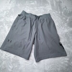 Under Armour Mens Medium The Rock Blood Sweat Respect Gray Athletic Shorts
